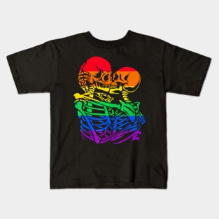 Gay Couple Skeletons Kissing LGBT Pride Kids T-Shirt